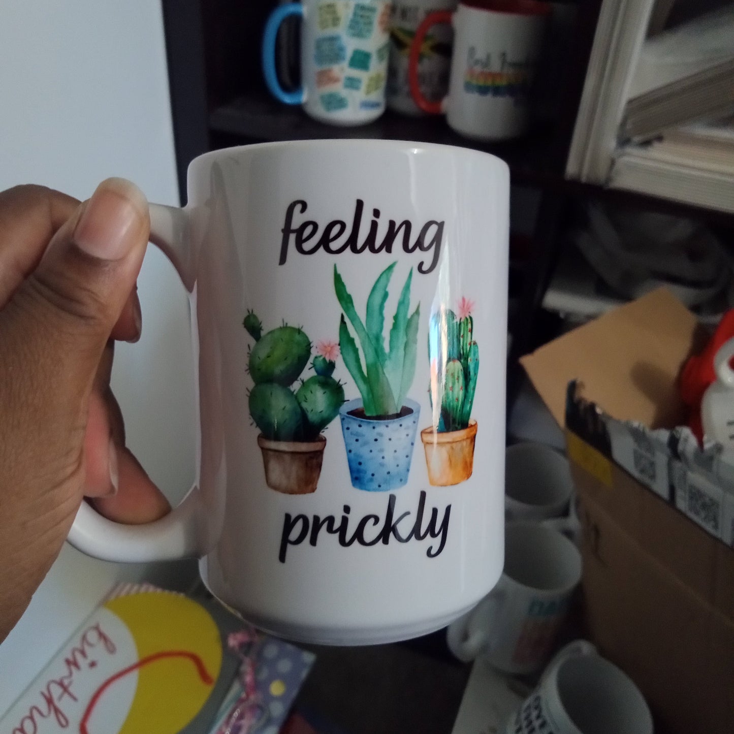 Feeling Prickly Plant Mug (15oz white mug, display model)
