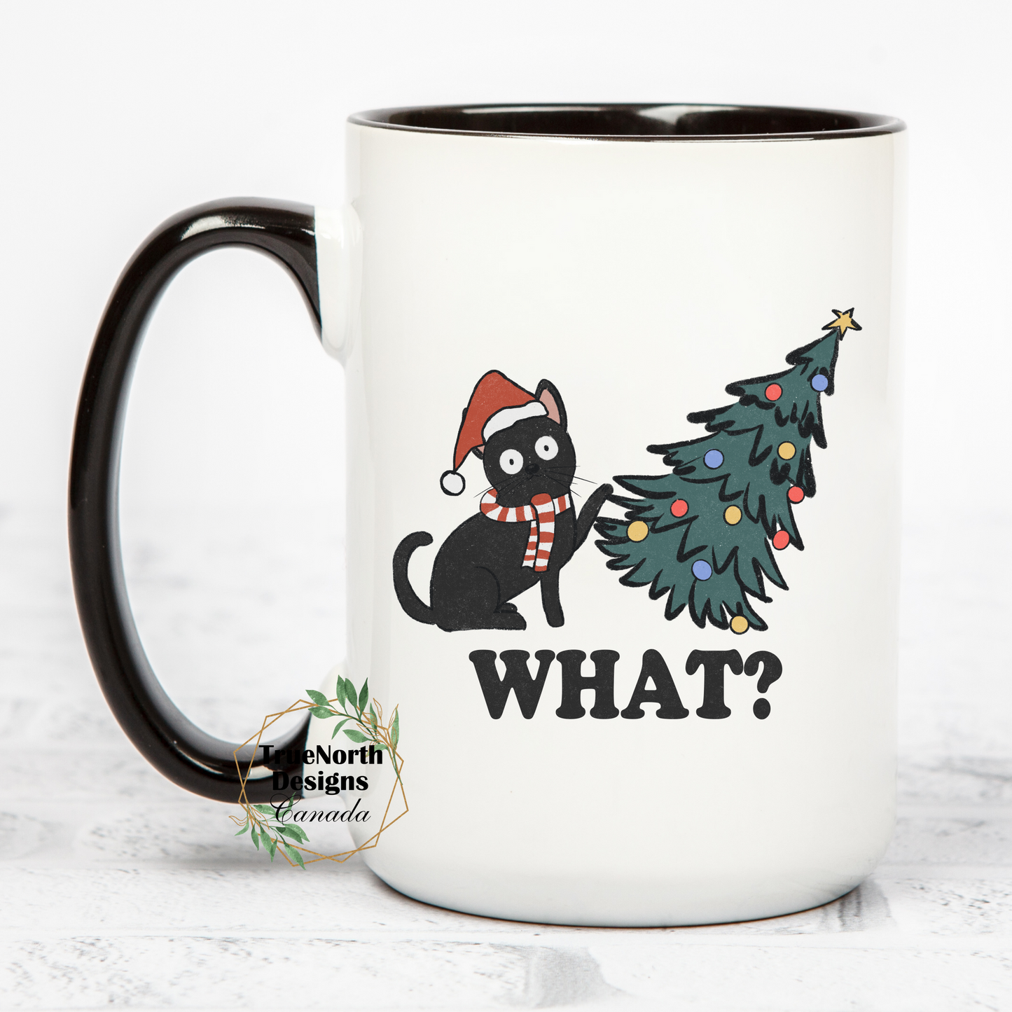 Cute Black Quirky Christmas Cat Mug