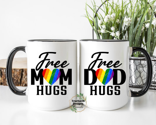 Free Mom, Dad Hugs Couples Mugs