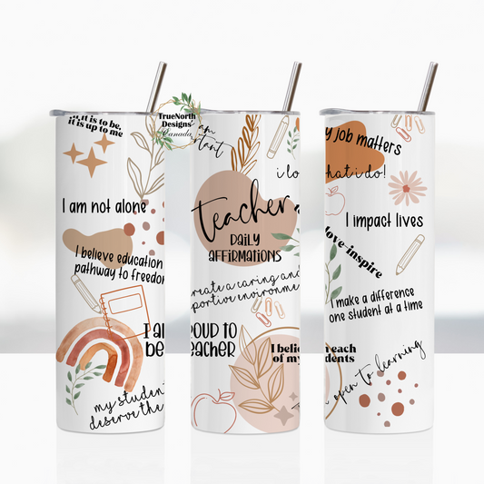 Teacher Daily Affirmations Boho Style Tumbler