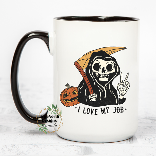 I Love My Job Skeleton Mug