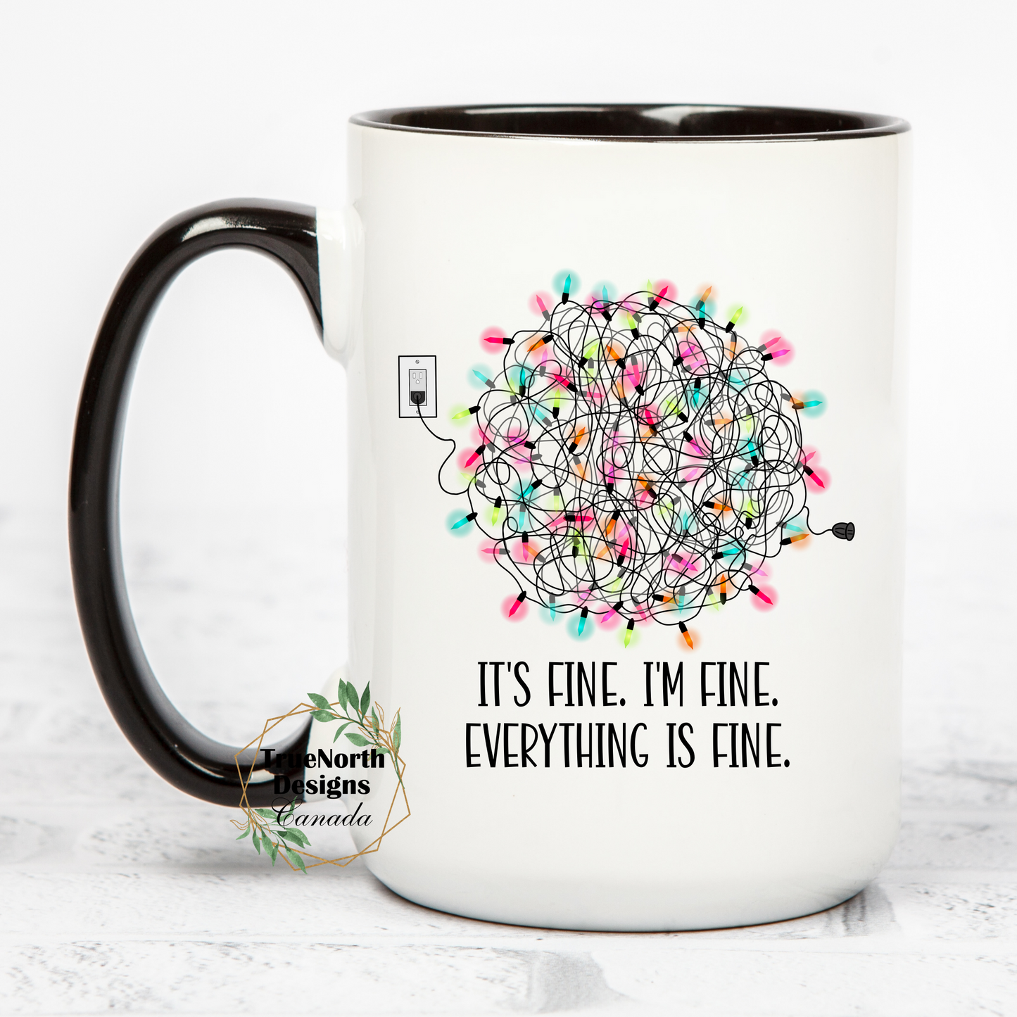 I'm Fine, It's Fine, Everything Is Fine Tangled Christmas Lights Mug