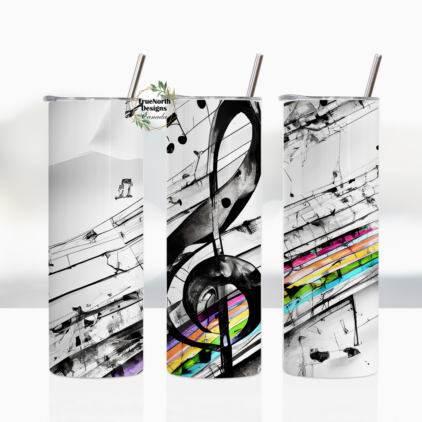 Grunge Rainbow Music Note Tumbler