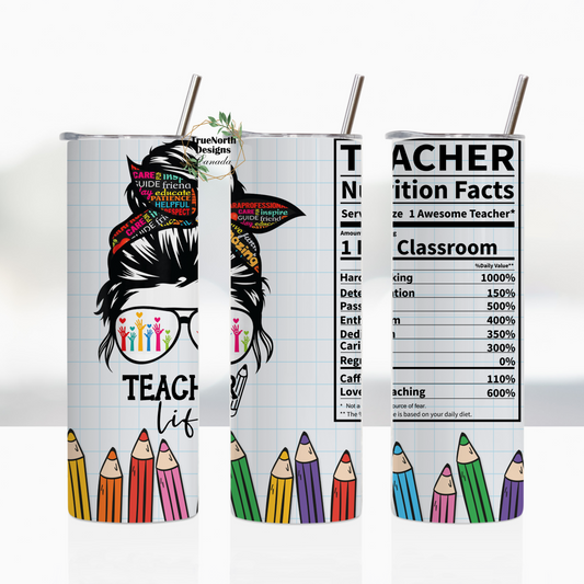 Teacher Nutritional Facts Tumbler