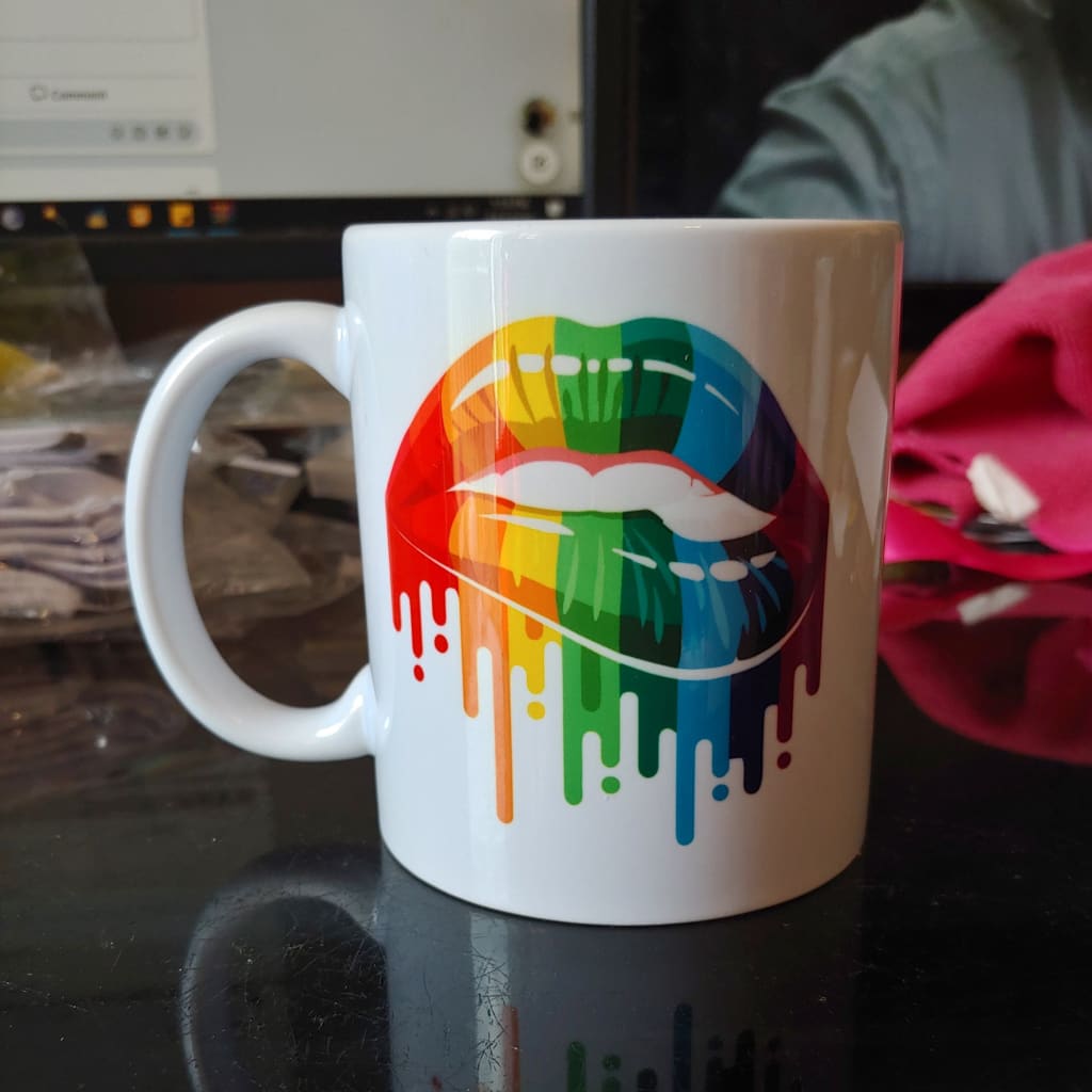 Rainbow lips (11oz white mug w/design on one side) TNDCanada