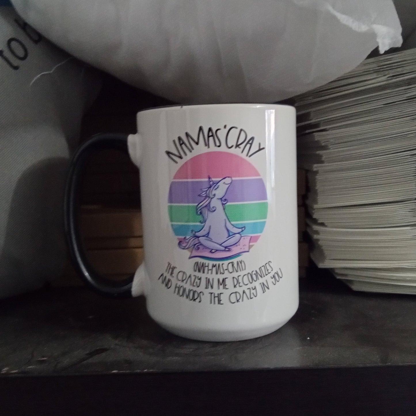 Namas'cray Unicorn Mug (15oz black inner/handle, display model)