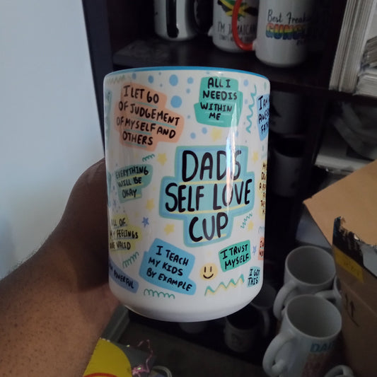 Dad's Self Love Mug (15oz light blue inner/handle mug, display model)