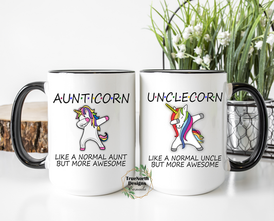 Amazing Aunticorn, Unclecorn Mugs
