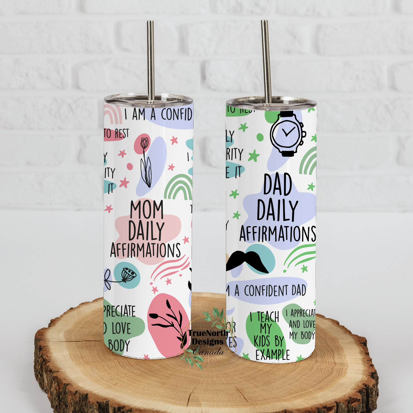 Mom & Dad Daily Affirmations Couples Tumblers