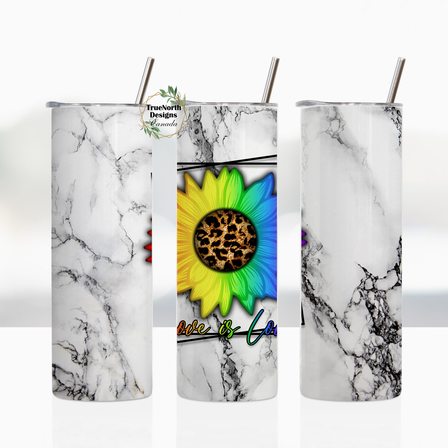 Love is Love Rainbow Marble Tumbler