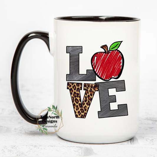 Teacher Apple Leopard LOVE Mug