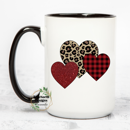 Sparkle Glitter Leopard Love Hearts Mug