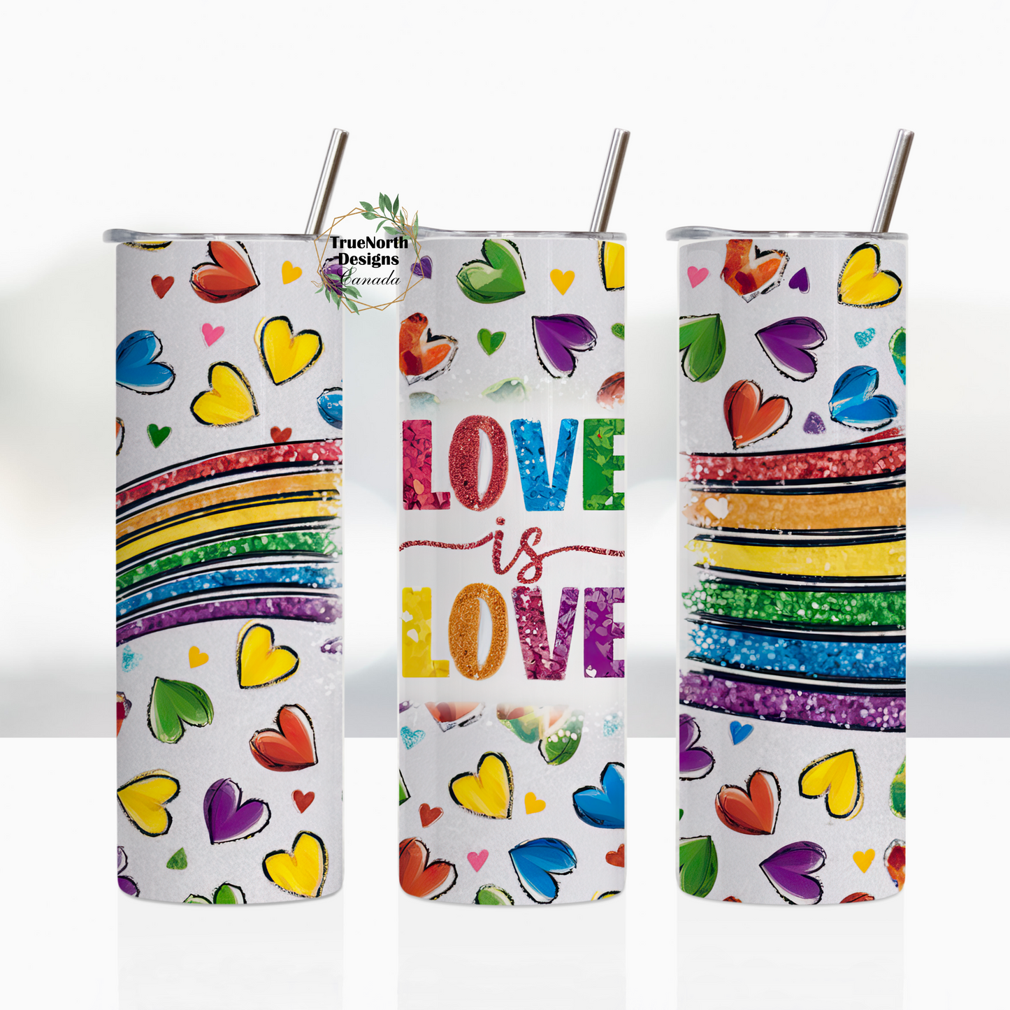 Love is Love Rainbow Hearts Tumbler