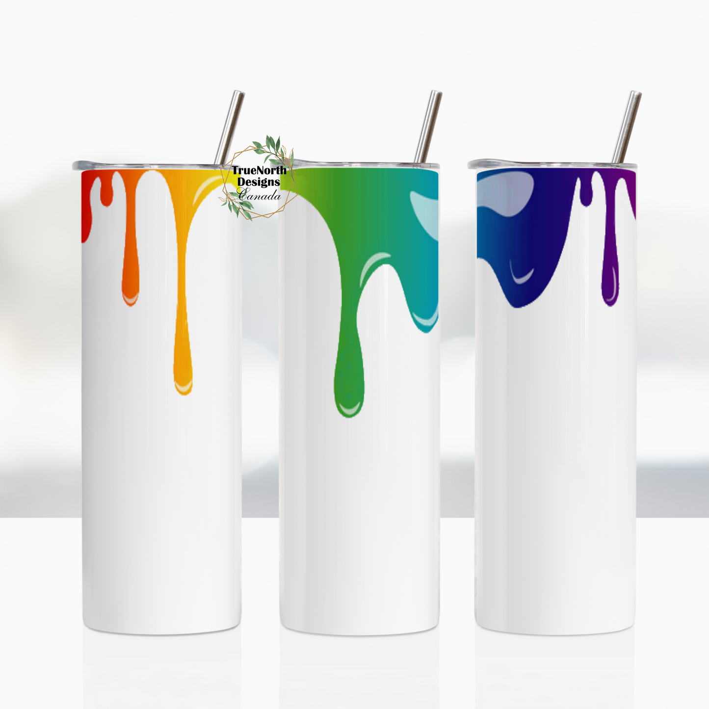 Rainbow Paint Drip Tumbler