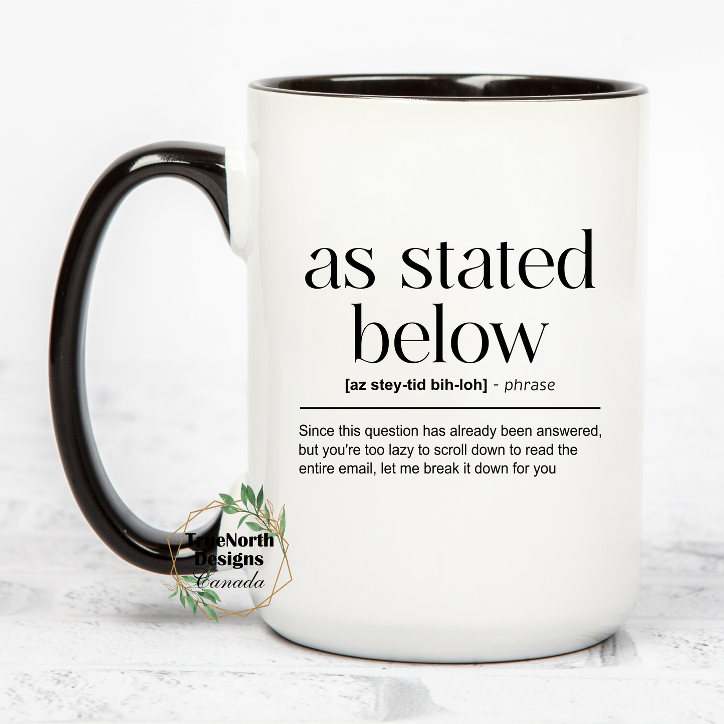 As Stated Below Funny Work Email Mug