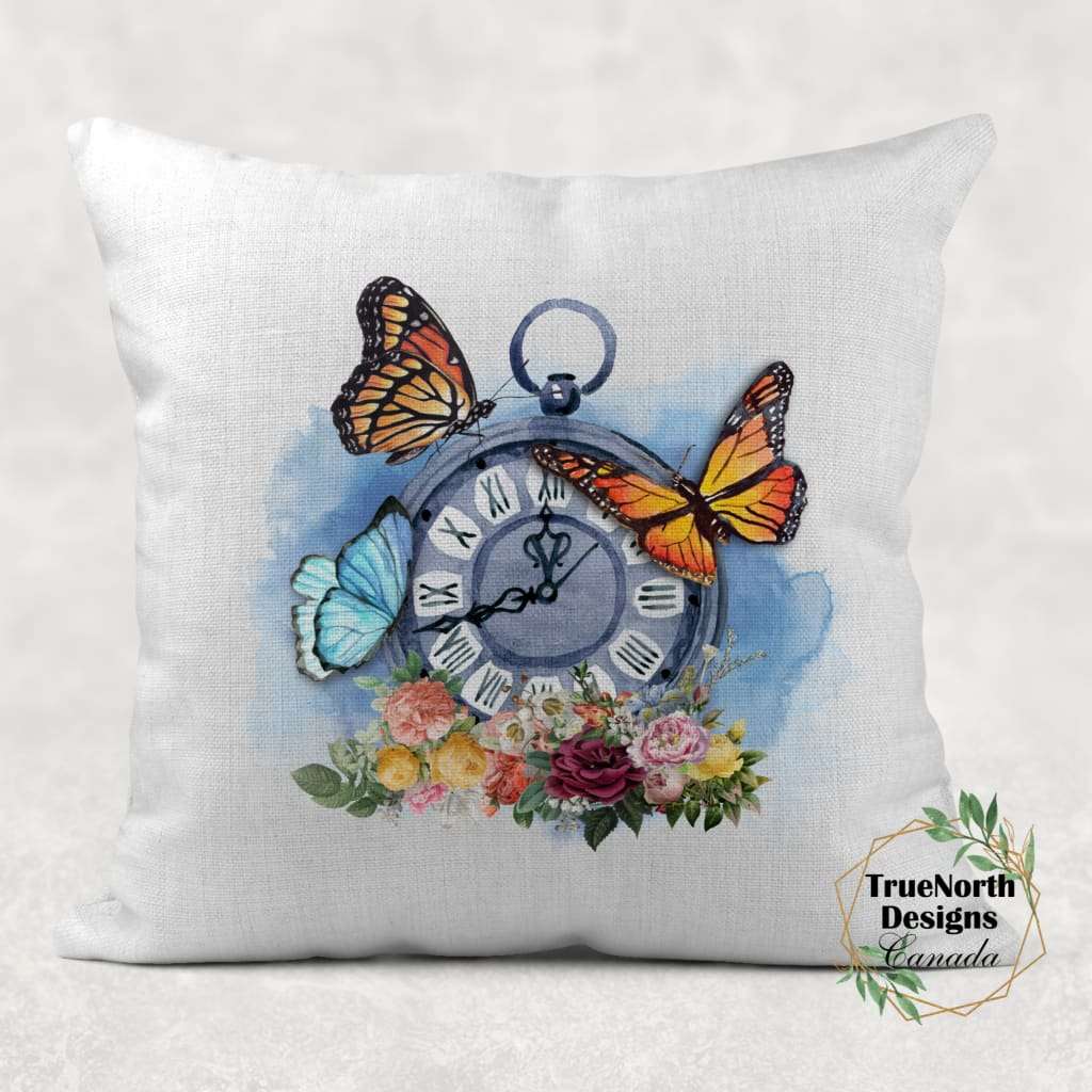 Butterfly w/Timer Watch Floral Design Pillow TNDCanada