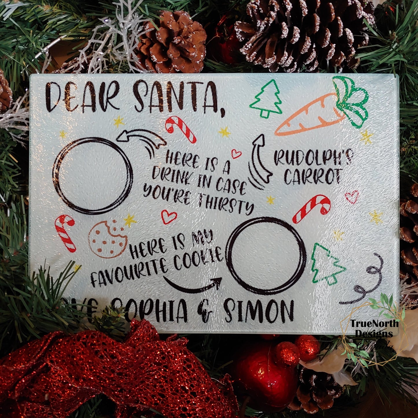 Dear Santa Milk and Cookies Glass Cutting Board TNDCanada