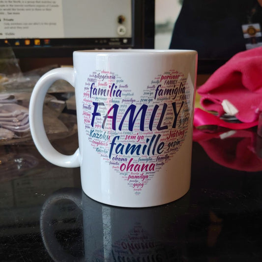 Wordart / Family (11oz white mug w/design on one side) TNDCanada